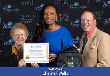 Charnell Walls receives Women in Aviation International's Martha King Scholarship for a Female Flight Instructor